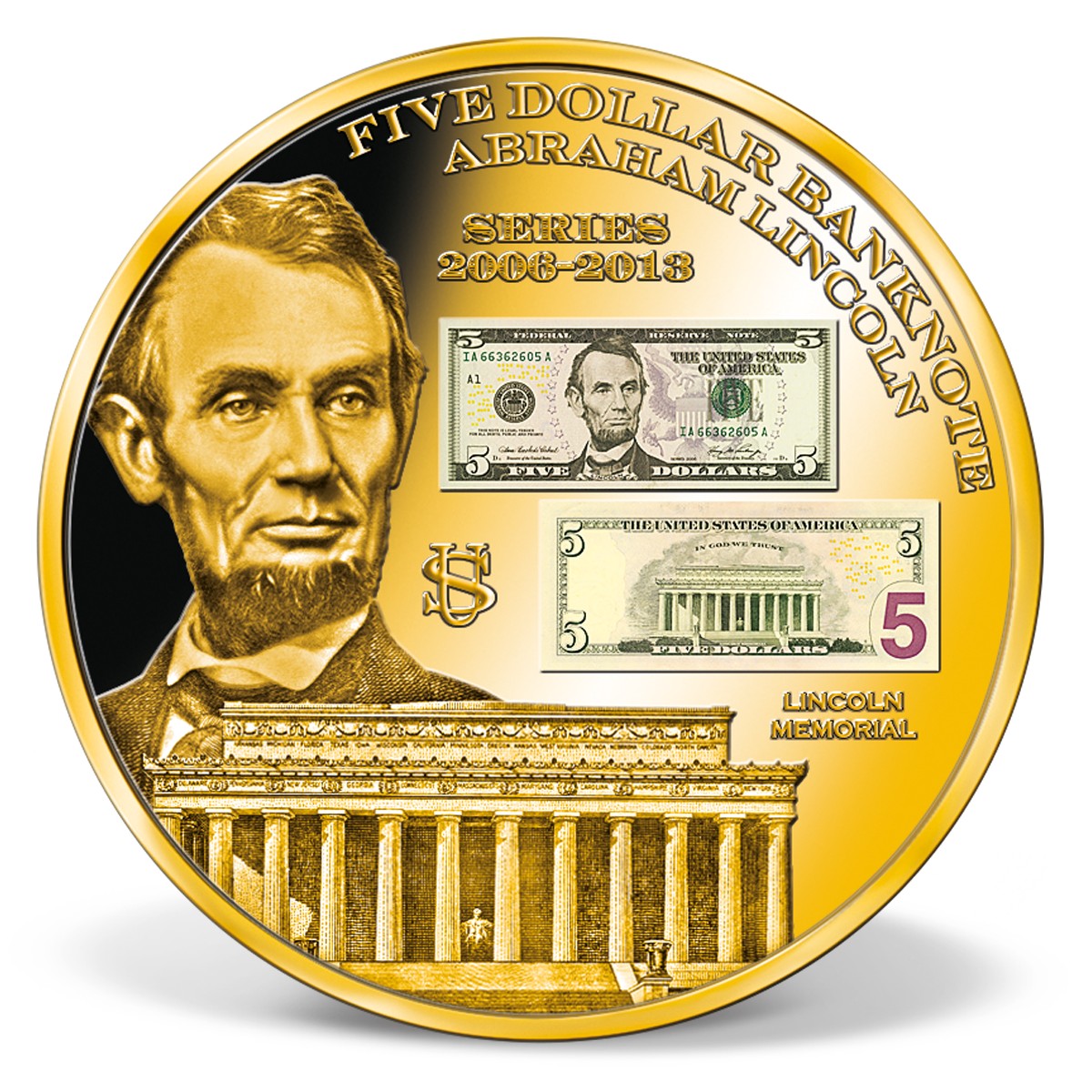 Colossal 5 Dollar Banknote Commemorative Coin | Gold-Layered | Gold ...