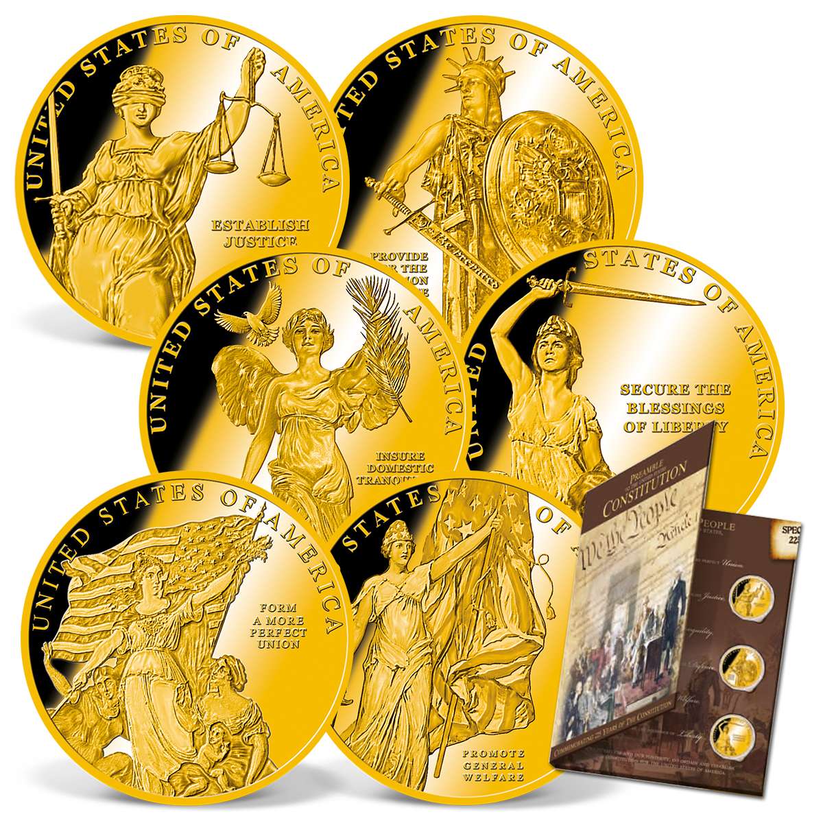 U.S. Constitution 225th Anniversary Coin Set | Gold-Layered | Gold |  American Mint