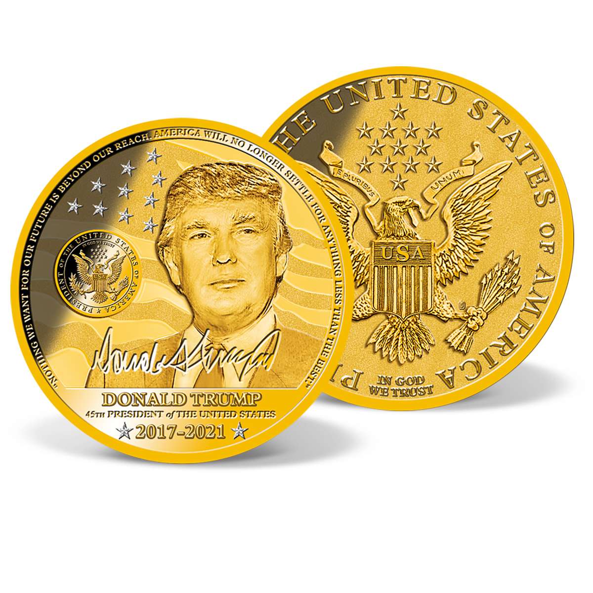 President Donald Trump Crystal-Inlaid Commemorative Coin | Gold-Layered ...