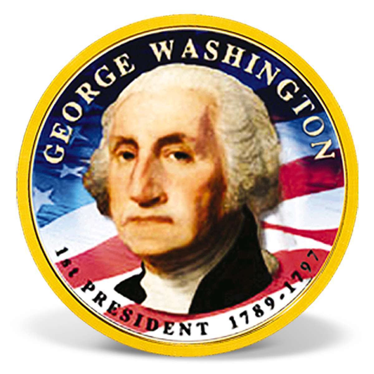 $1 George Washington Presidential Dollar Coin Tribute | Colorized ...