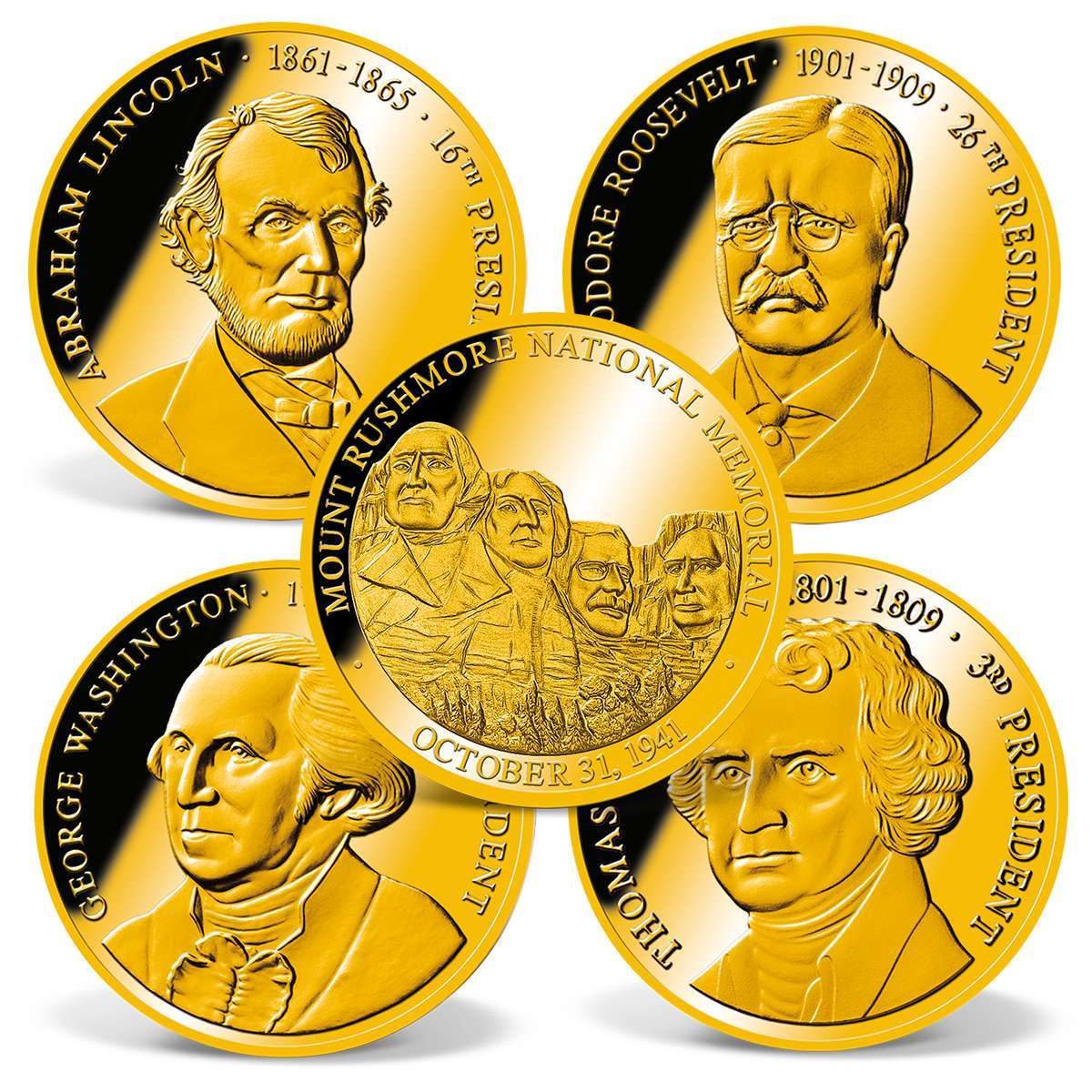 Faces of Mount Rushmore Coin Set | Gold-Layered | Gold | American Mint