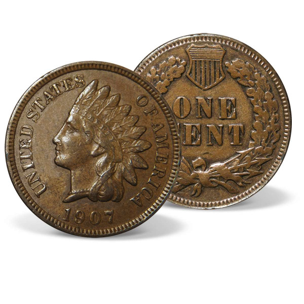 At Auction: 1907 US Indian Head One Cent Coin