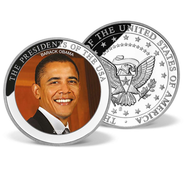 Barack Obama Commemorative Color Coin | Silver-Plated | Silver ...