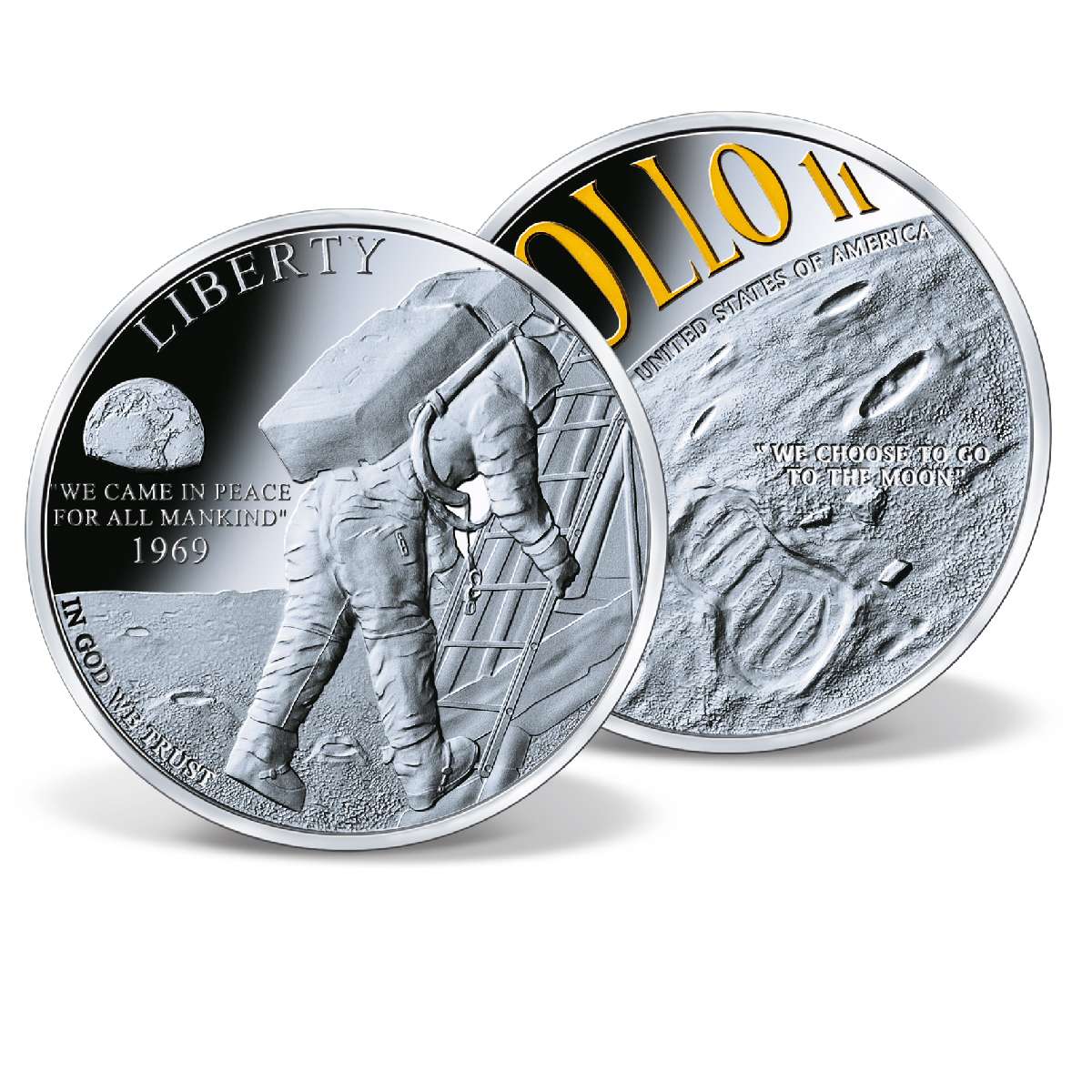 Apollo 11 - First Moon Walk Commemorative Coin | Gold-Layered | Gold ...