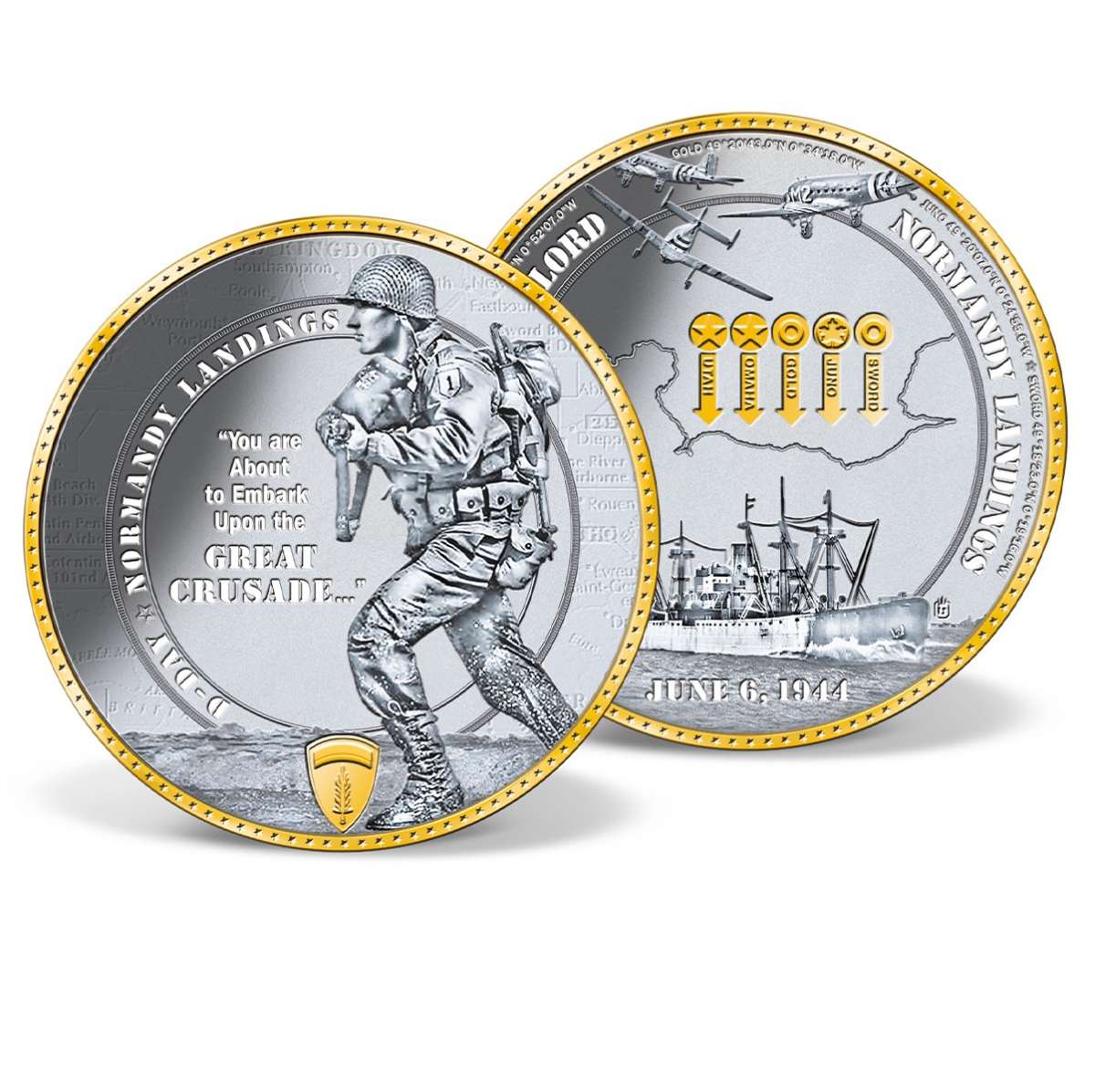 D-Day Normandy Landings Commemorative Coin | Gold-Layered | Gold ...