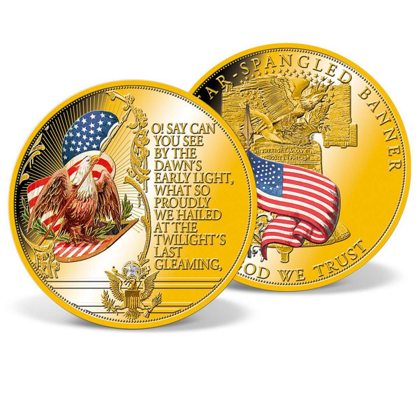 Colossal Star-Spangled Banner Commemorative Coin | Gold-Layered | Gold ...