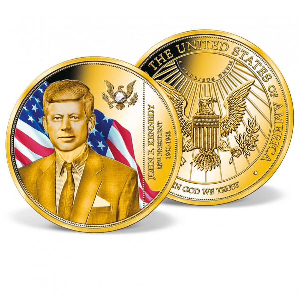 President John F. Kennedy Crystal-Inlaid Commemorative Coin | Gold ...