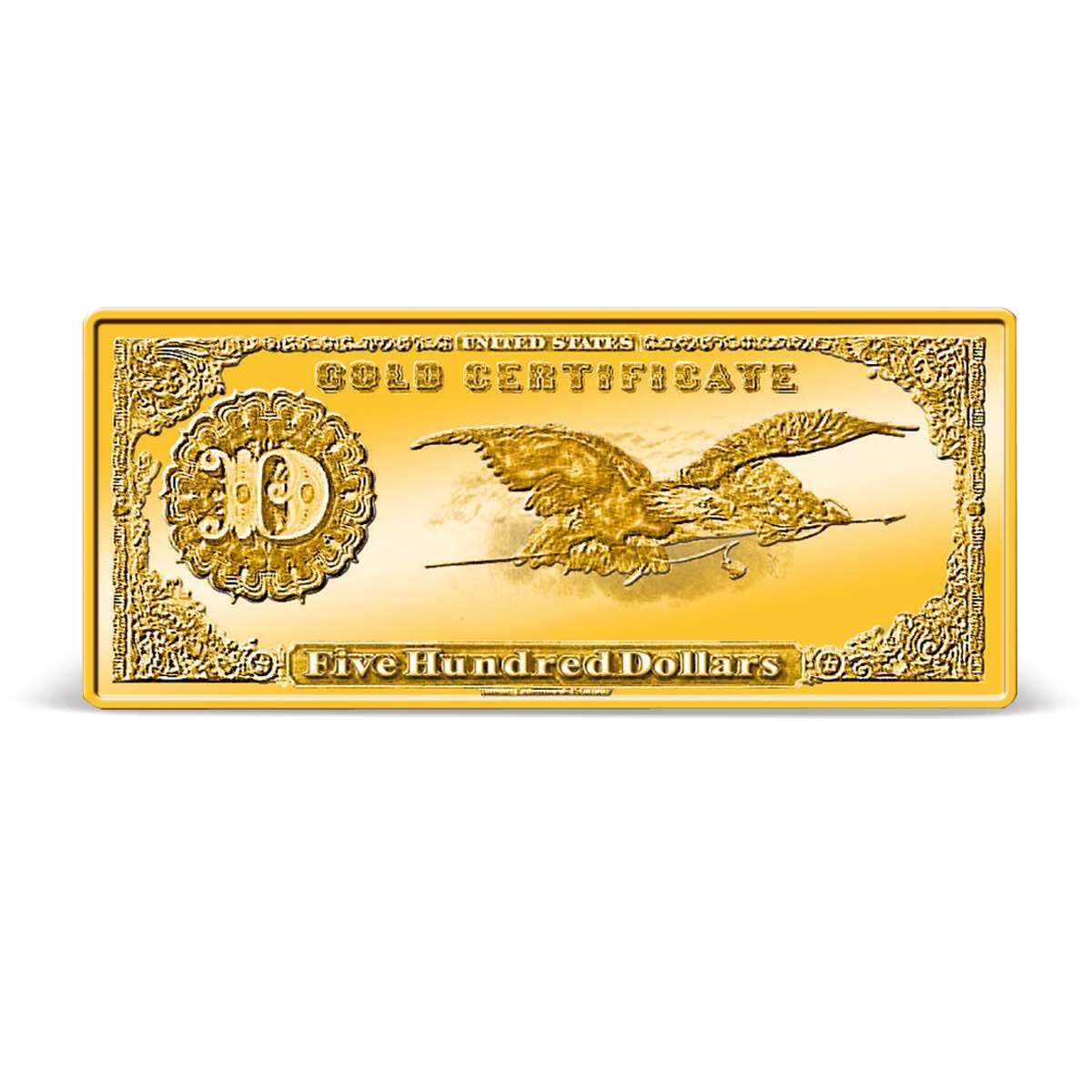 USD Currency 24K Gold Certificate 500 outlet Dollar