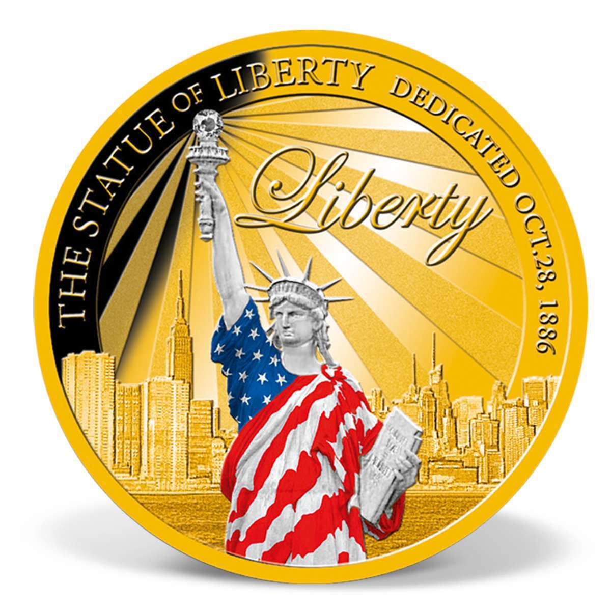 Colossal Statue of Liberty Commemorative Coin GoldLayered Gold