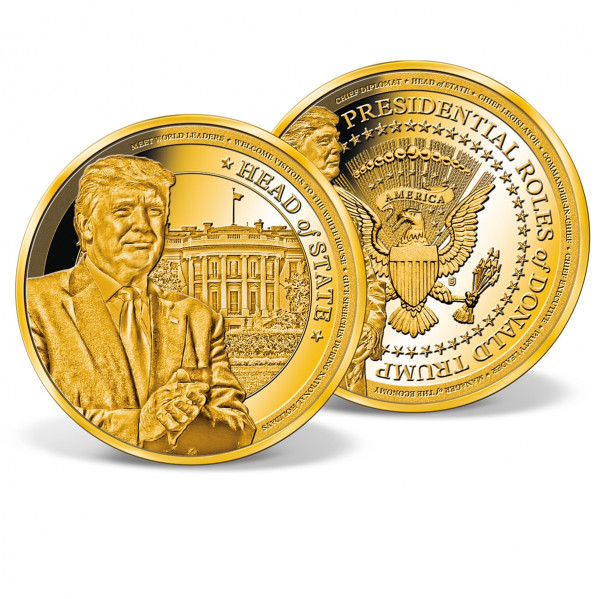 Donald Trump Head of State Commemorative Coin | Gold-Layered | Gold ...