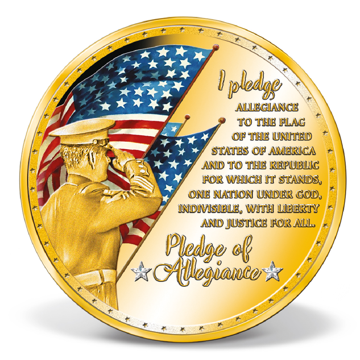 Pledge of Allegiance Colossal Commemorative Coin | Gold-Layered | Gold ...