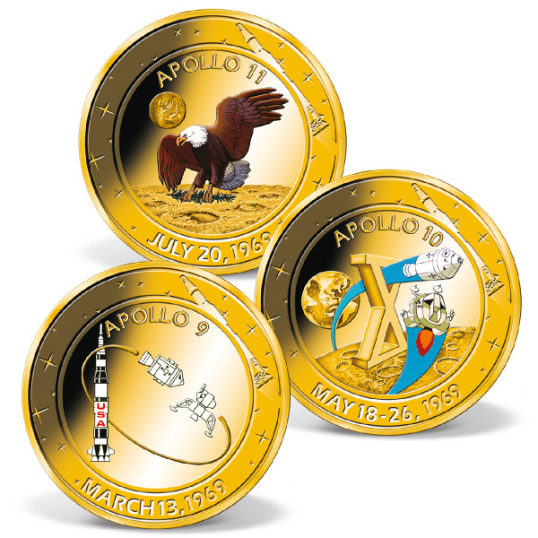 The Apollo Missions Color Coin Set | Gold-Layered | Gold | American Mint