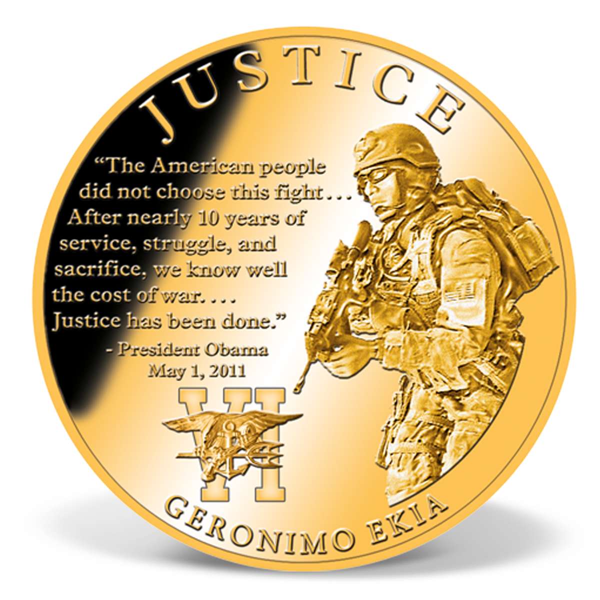 Justice Operation Geronimo Commemorative Coin Gold Layered Gold