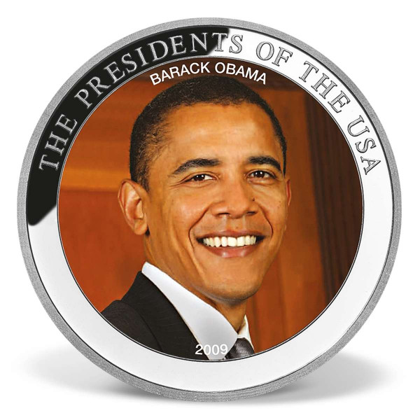 Barack Obama Commemorative Color Coin | Silver-Plated | Silver ...