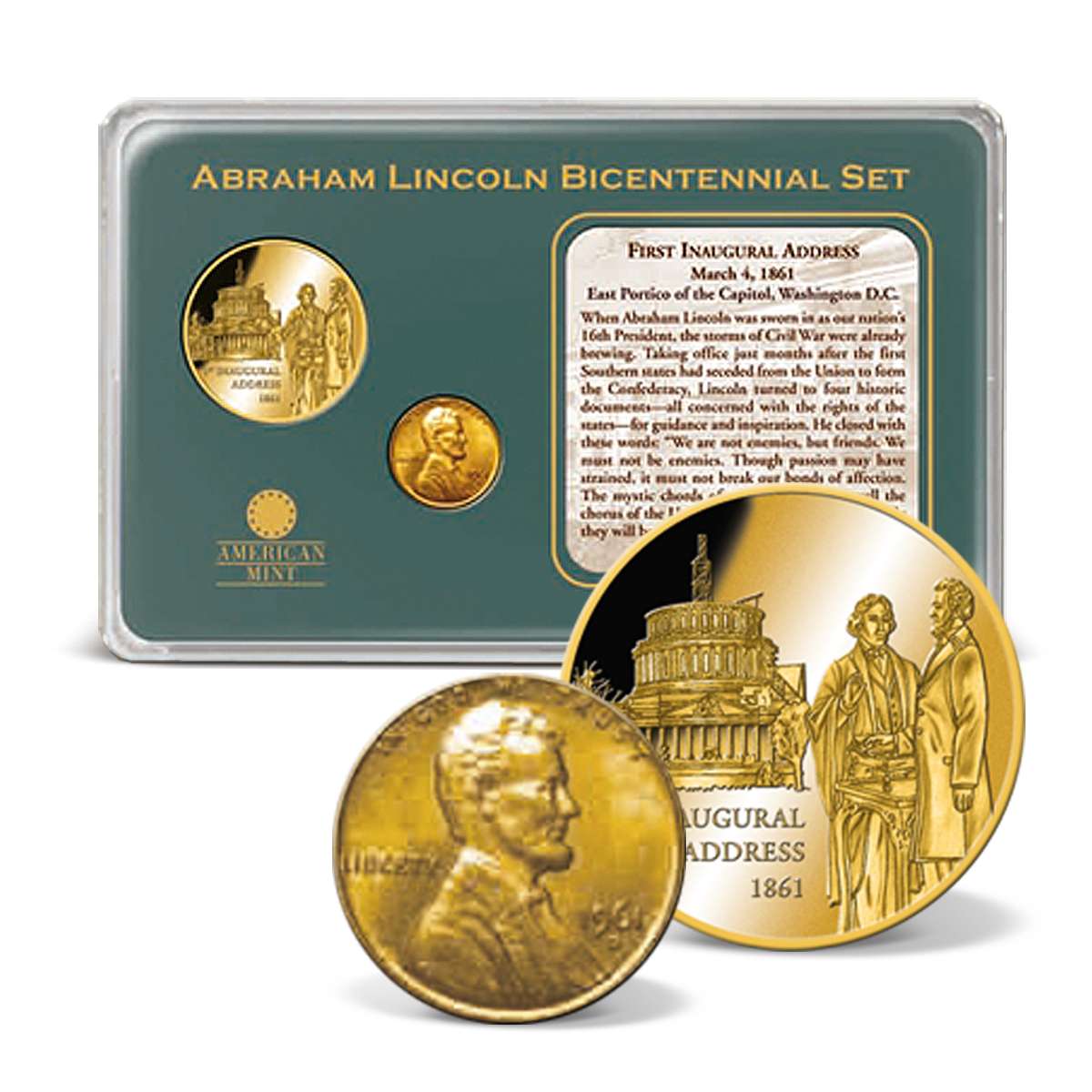 Lincoln s 1st Inaugural Address Coin Set Gold Layered Gold