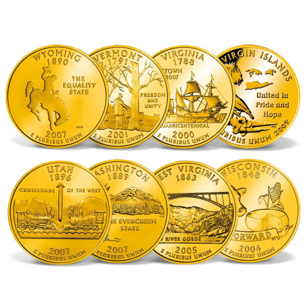 Gold-Layered State Quarters Set | Gold-Layered | Gold | American Mint