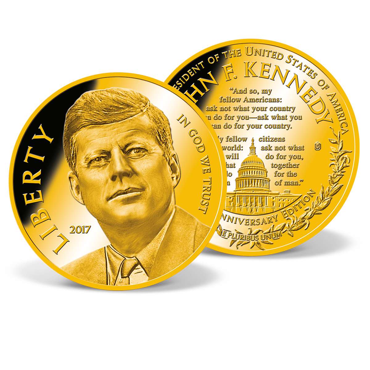 2017 John F. Kennedy 100th Anniversary Edition Coin Gold Layered