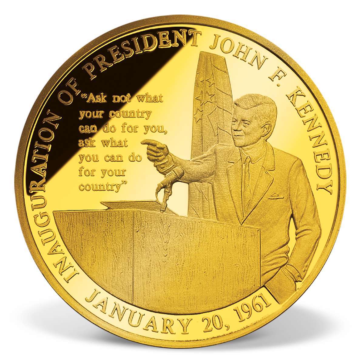 John F. Kennedy Inaugural Speech Commemorative Coin | Gold-Layered | Gold |  American Mint