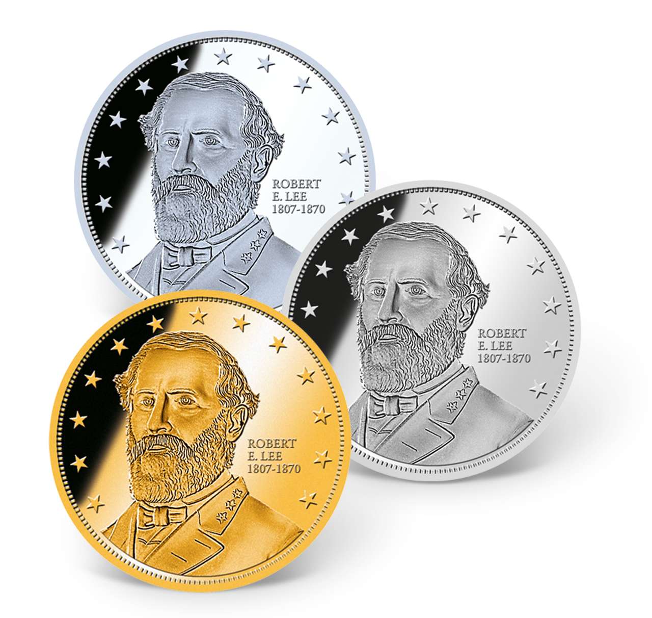 Robert E. Lee Precious Metal Coin Set Gold Layered Gold